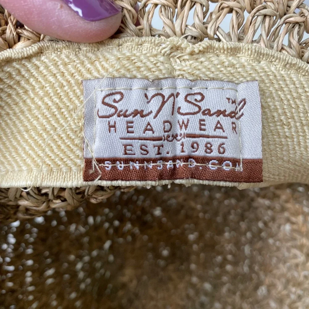 Sun N Sand Straw Sun Hat Seashells Boho Beach‎ Vacation Floppy Wide Brim